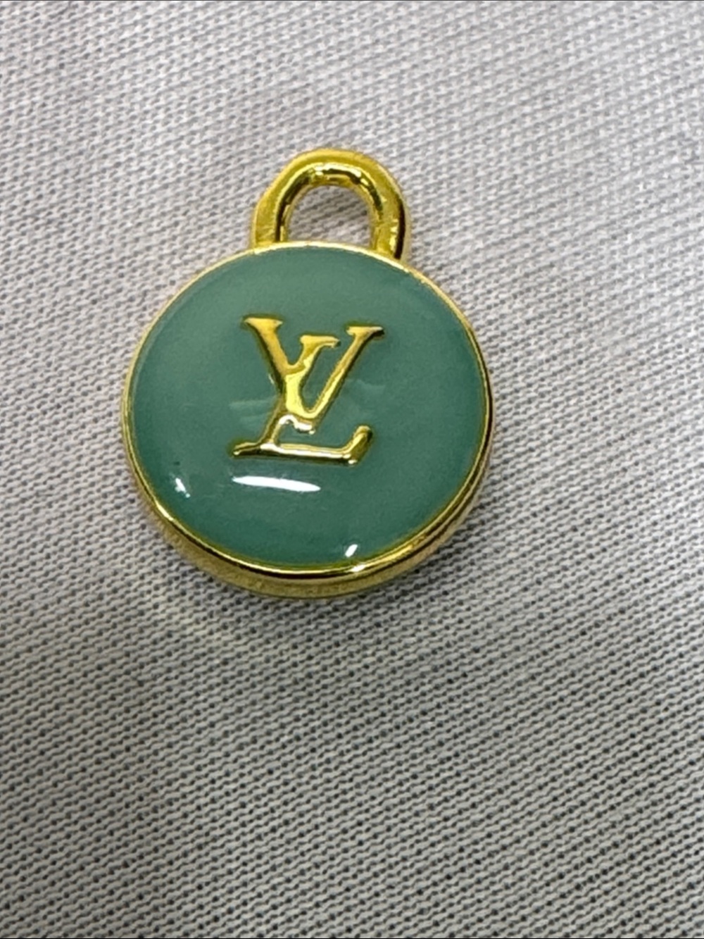 Gold-Tone Pendant Charm with Green Enamel